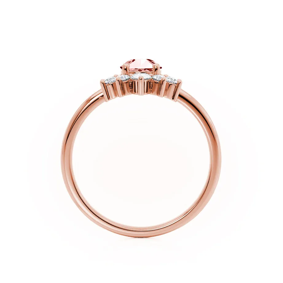 BALLET - Chatham® Pear Champagne Sapphire & Diamond Half Halo Tiara Ring 18k Rose Gold