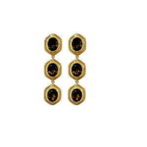 Bamboo Gold & Smoky Quartz Triple Earring