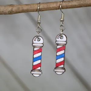 Barber Pole Wooden Dangle Earrings by Cate's Concepts, LLC