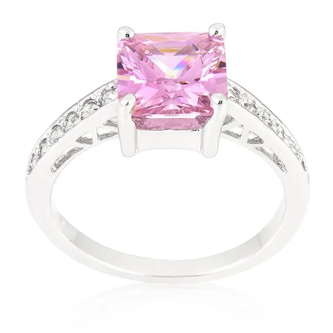 Barrie 2ct Pink Princess Solitaire Engagement Ring | 2.3ct