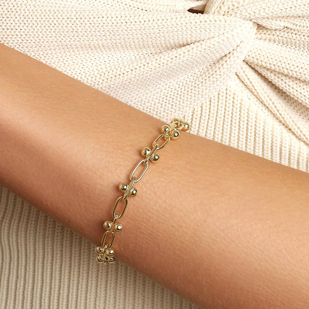 Bauble Paperclip Chain Bracelet in Gold