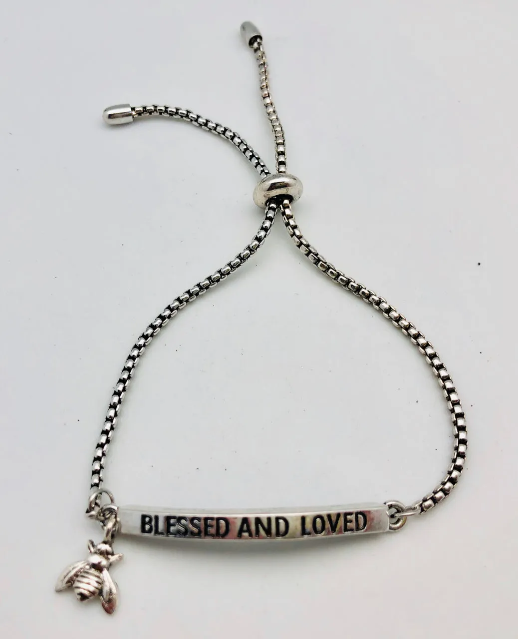 Bee Blessed and Loved Adjustable Affirmation ID Bracelet