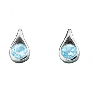 Beginnings Sterling Silver E205T Blue Topaz Teardrop Earrings