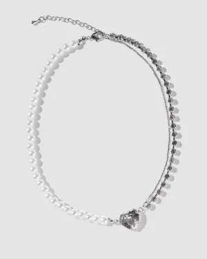 BerryBetty - Celethe Pearl Diamond Choker Necklace