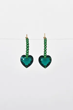 Big Heart Earrings, Emerald