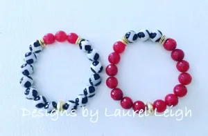 Black, White & Red Tibetan Agate Gemstone Statement Bracelet