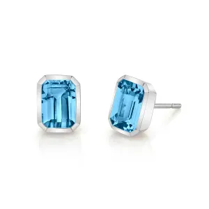 Blue Topaz 14k White Gold Earrings