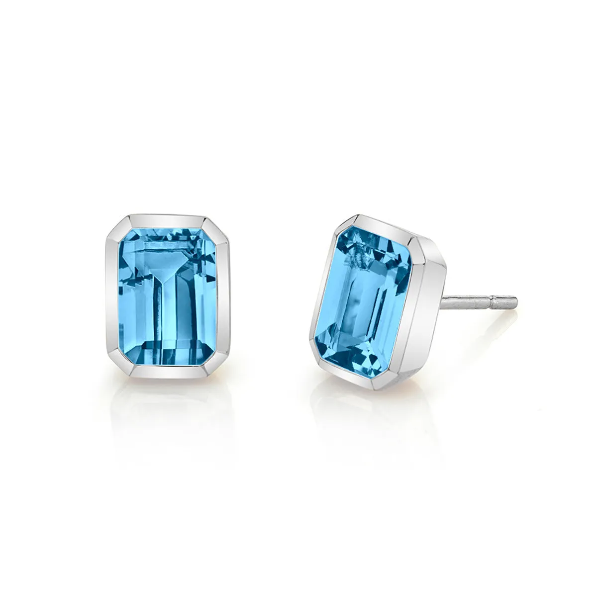 Blue Topaz 14k White Gold Earrings