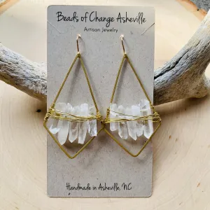 BOCA Large Crystal Quartz Triangle Earrings