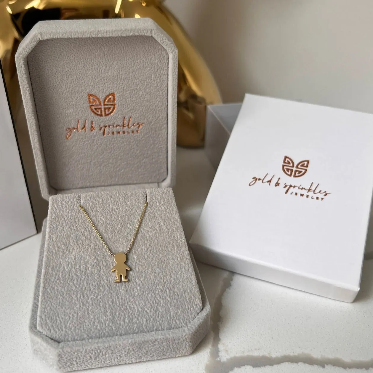 Boy / Girl Solid Gold Charm Necklace