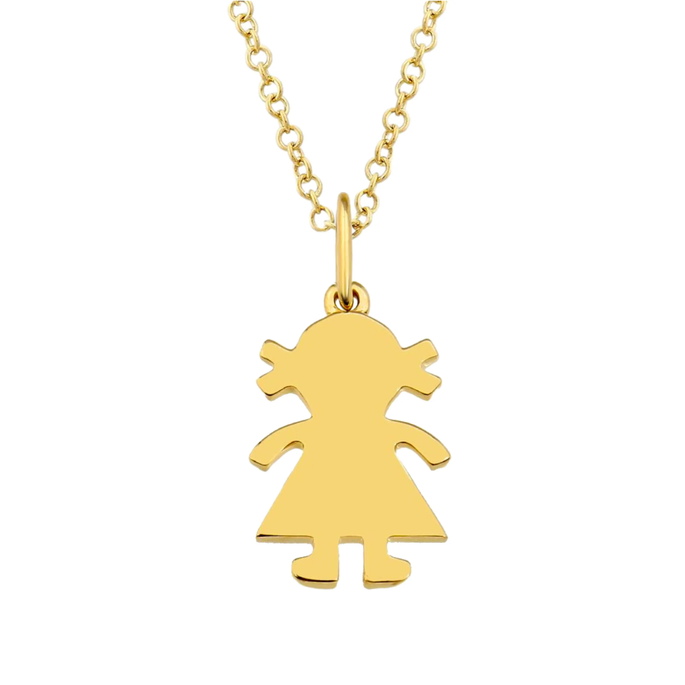 Boy / Girl Solid Gold Charm Necklace