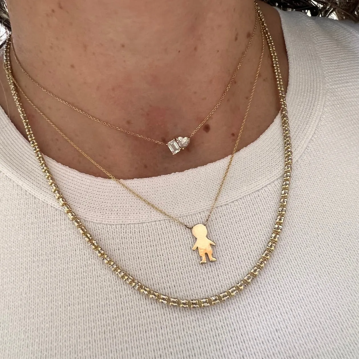 Boy / Girl Solid Gold Charm Necklace