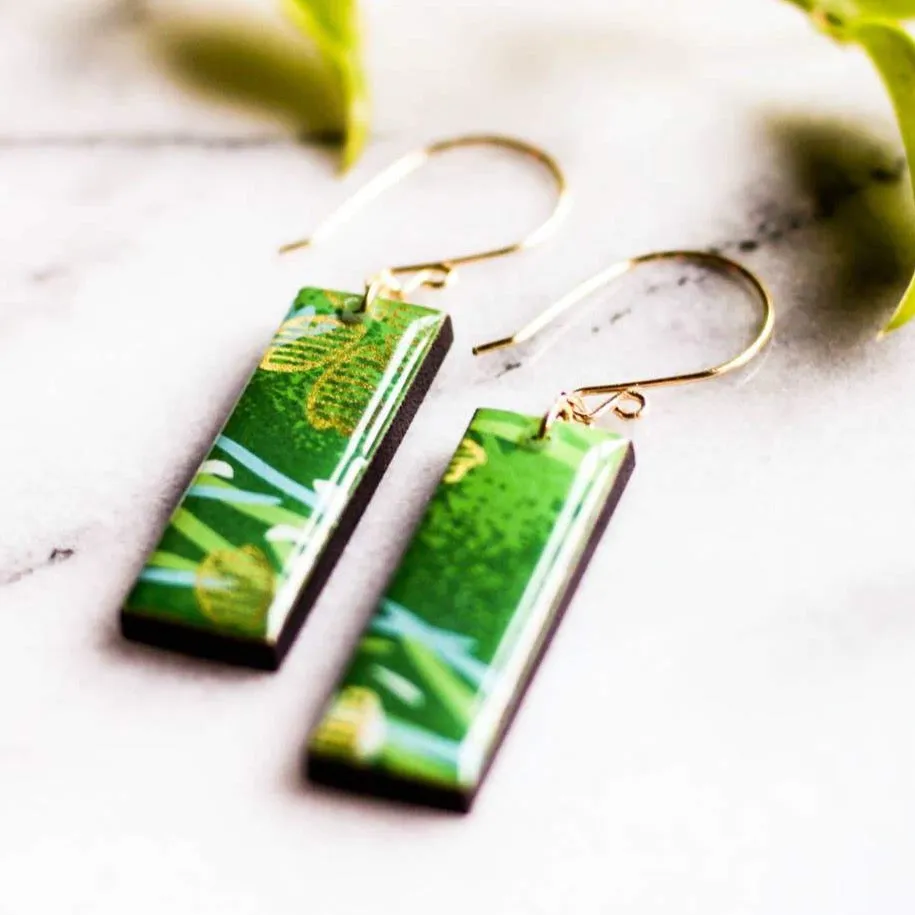 Bright Green & Gold Earrings