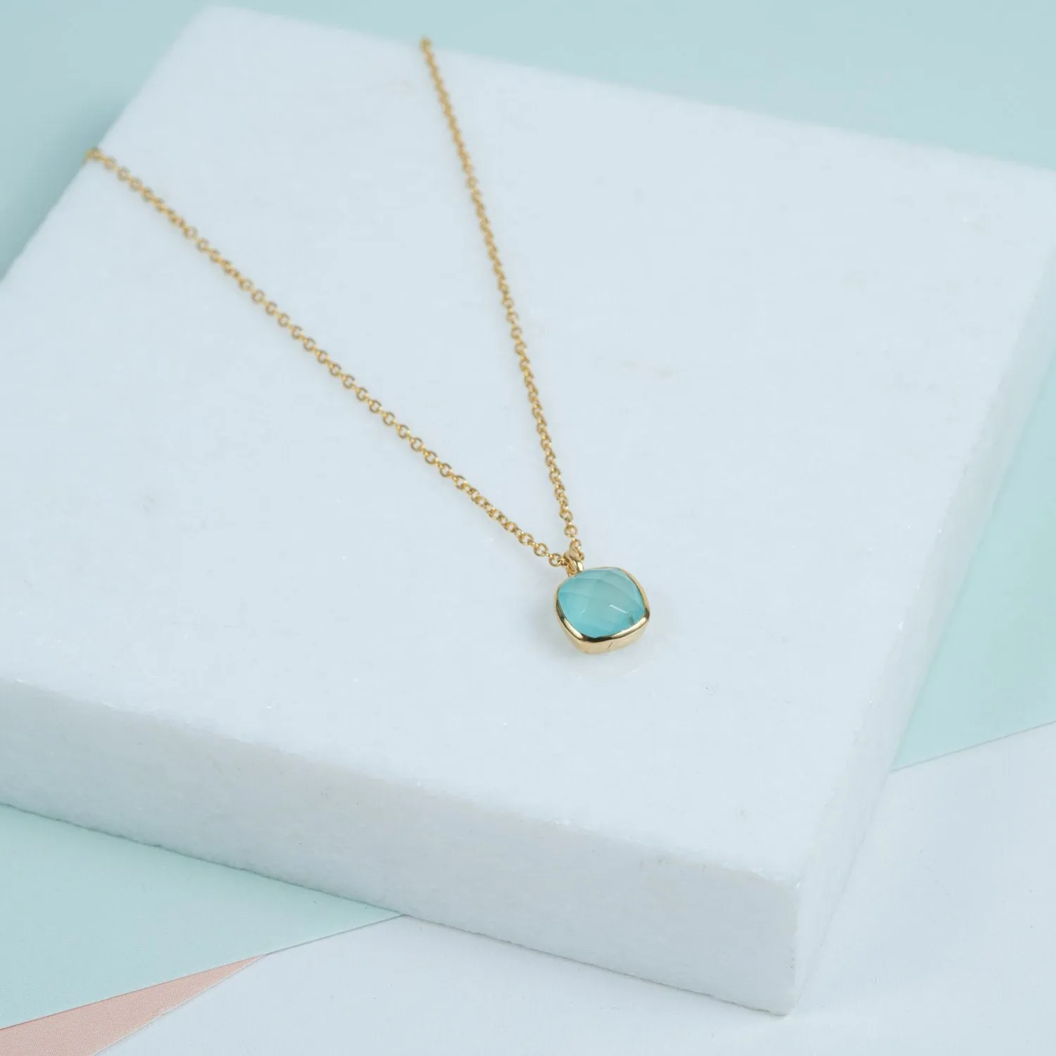 Brooklyn Aqua Chalcedony & Gold Vermeil Necklace