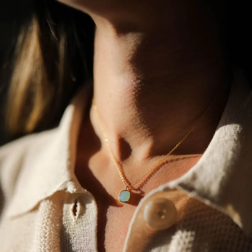 Brooklyn Aqua Chalcedony & Gold Vermeil Necklace