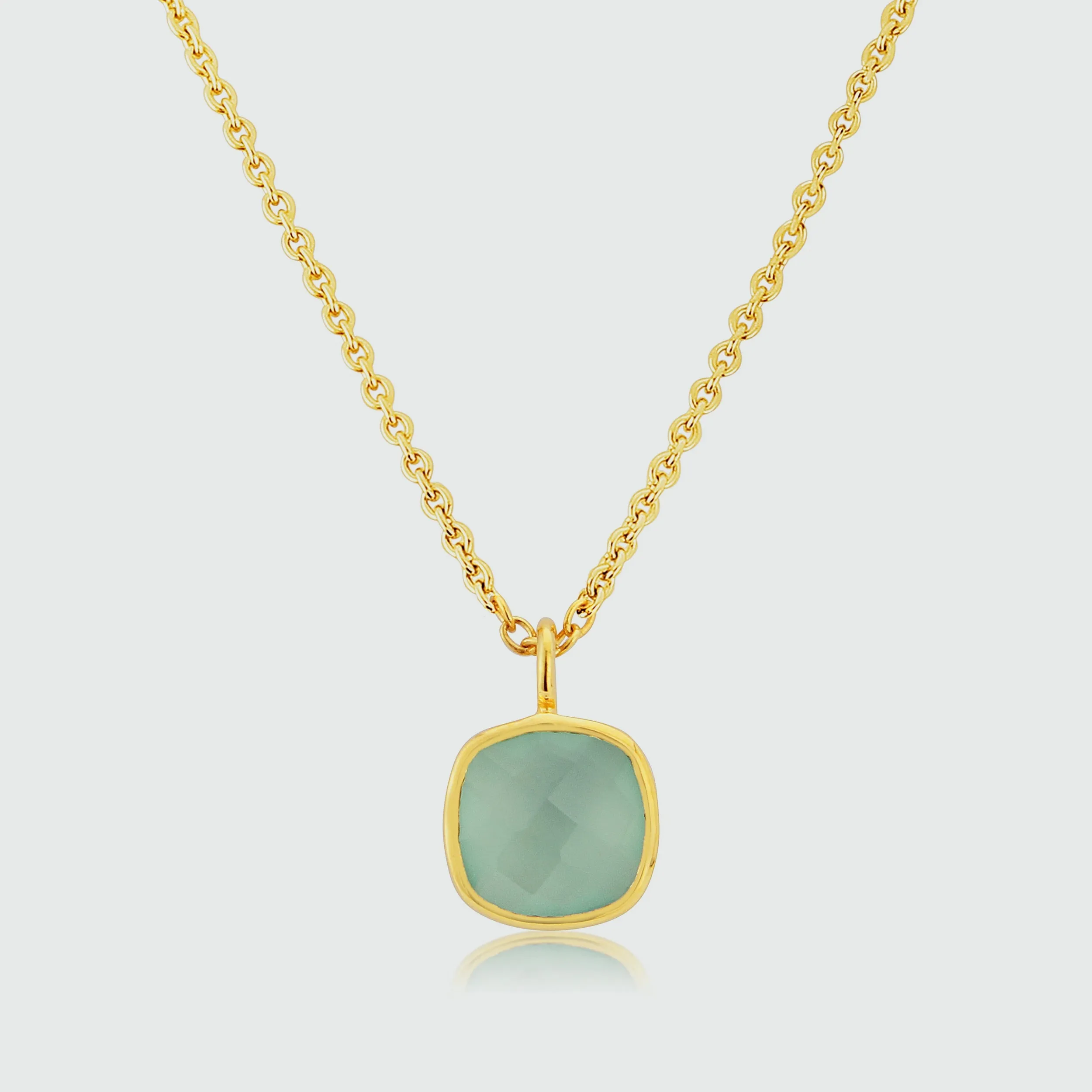 Brooklyn Aqua Chalcedony & Gold Vermeil Necklace