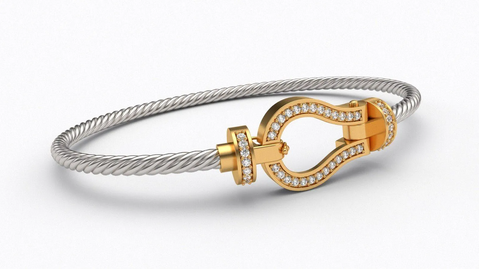 Cable and Diamond Bracelet 10K Gold