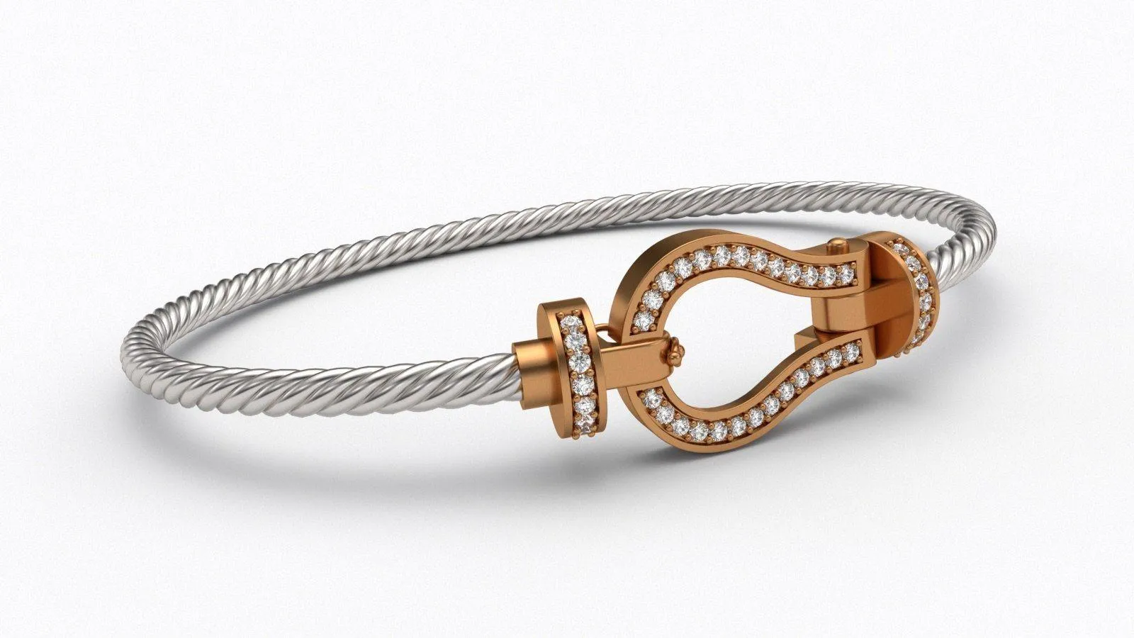 Cable and Diamond Bracelet 10K Gold