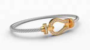 Cable and Diamond Bracelet 10K Gold