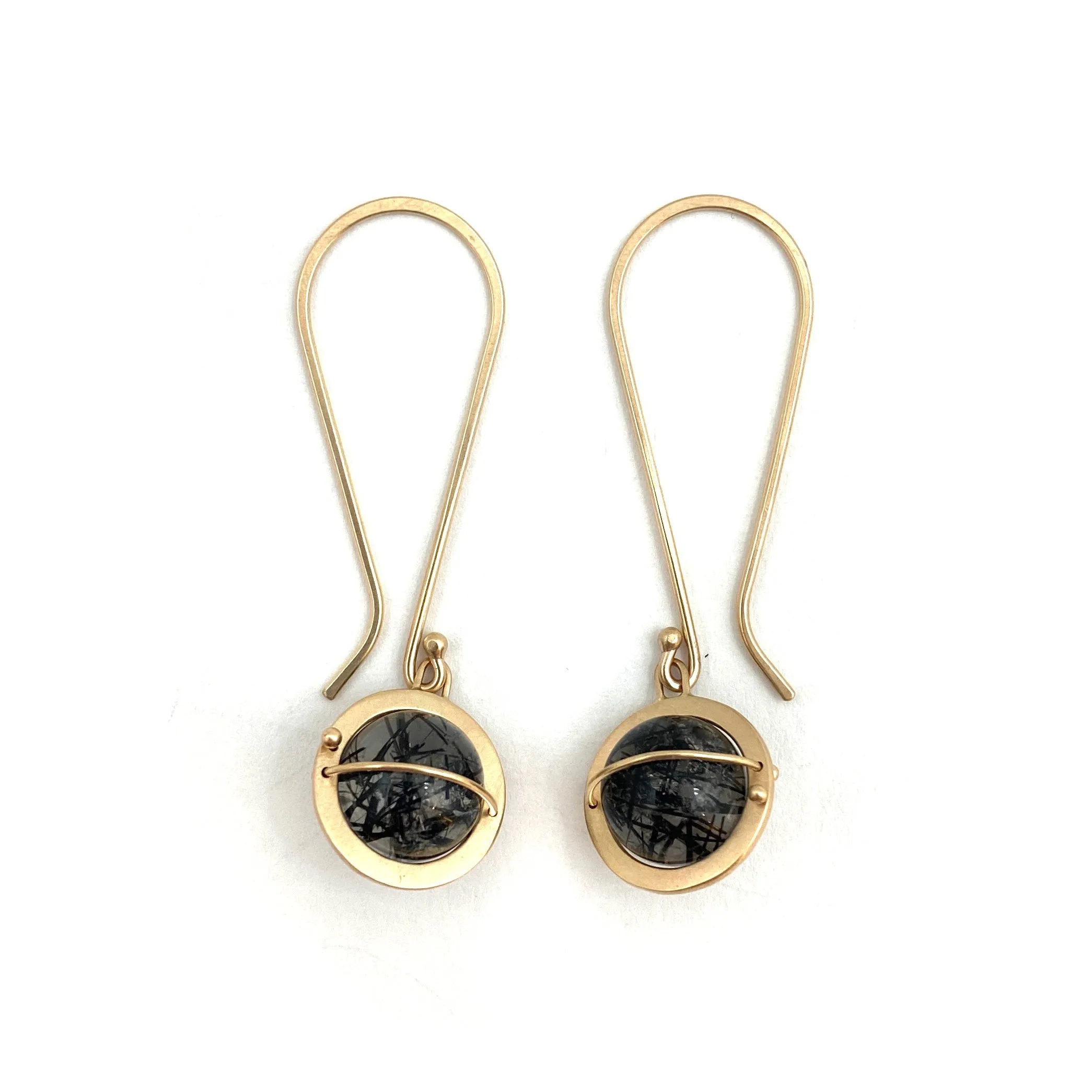 Captured Tourmalated Quartz Orb Earrings