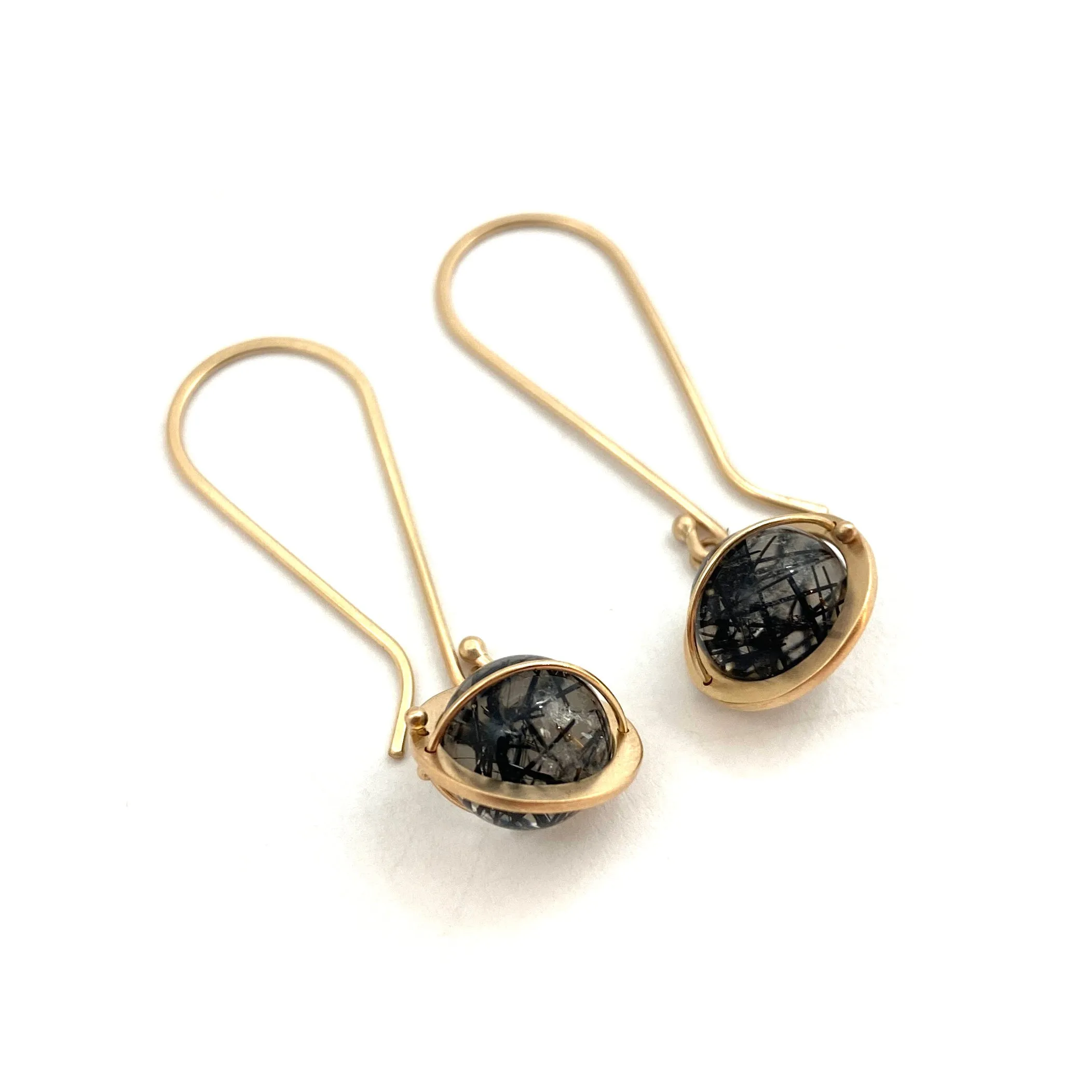 Captured Tourmalated Quartz Orb Earrings