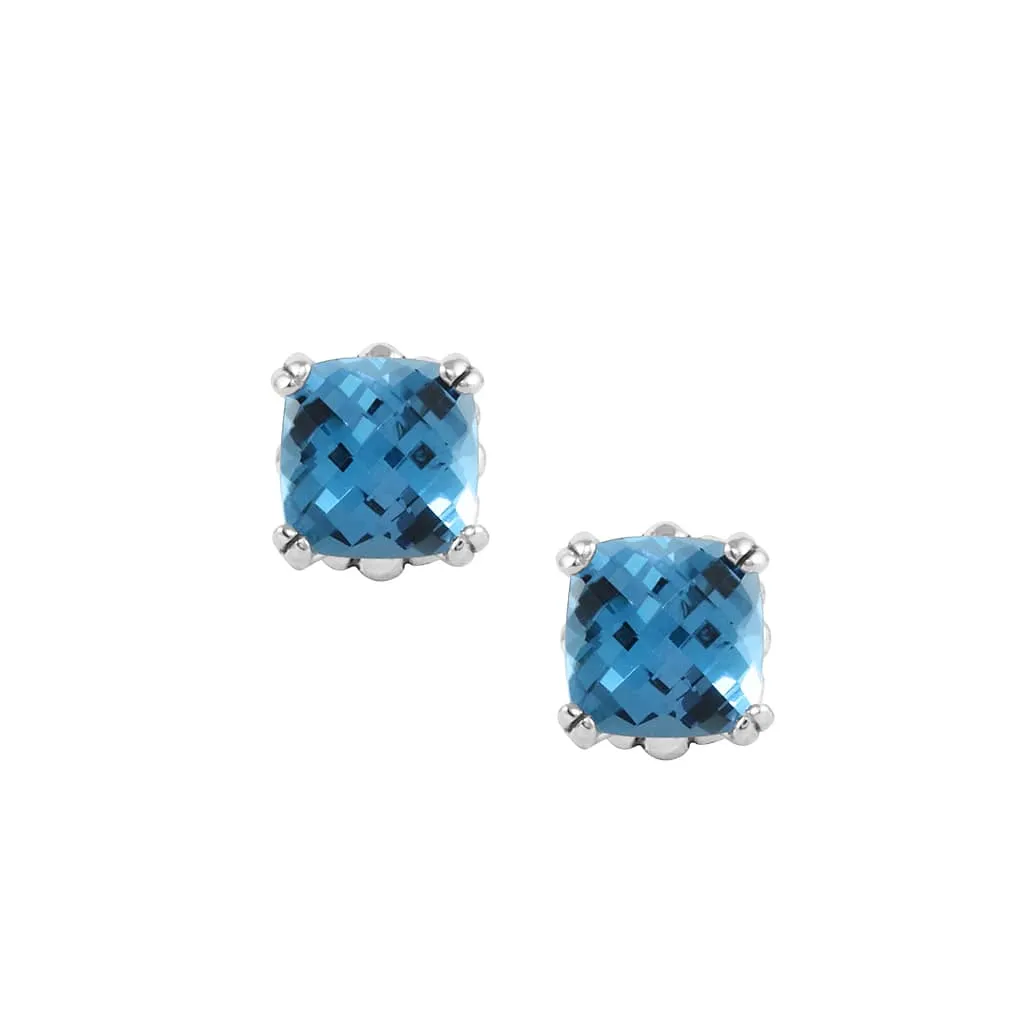 Caviar Color Swiss Blue Topaz Stud Earrings