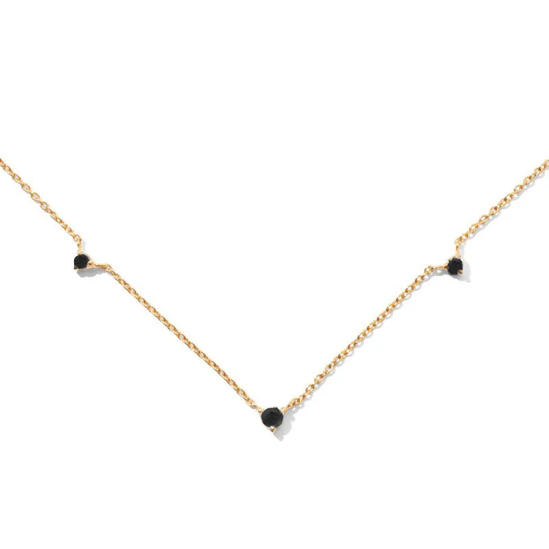 Celestial Necklace, Black Spinel, Gold