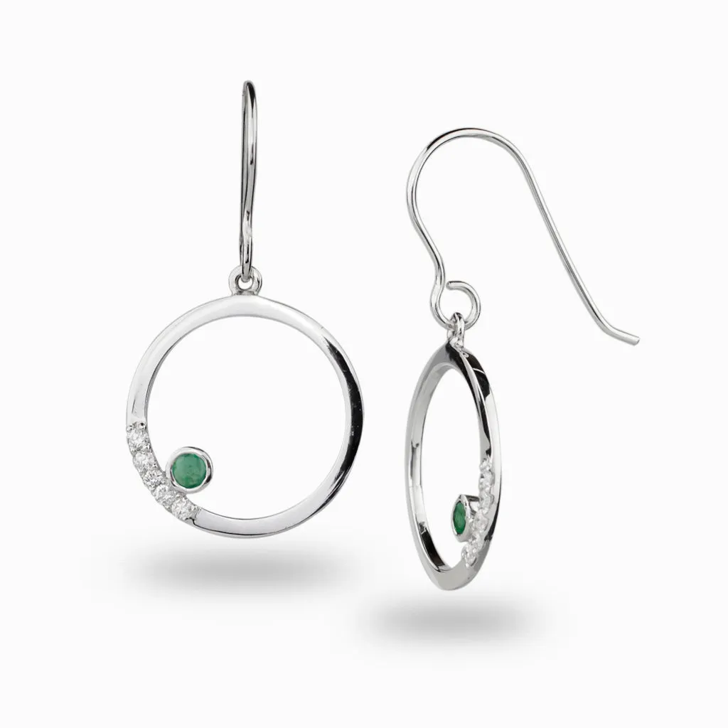 Cercle: Emerald & Diamond Drop Earrings