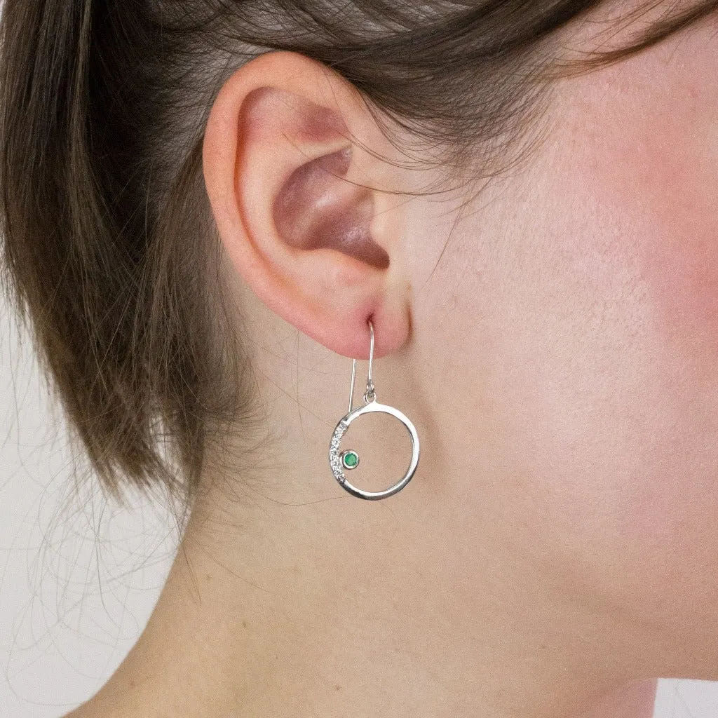 Cercle: Emerald & Diamond Drop Earrings