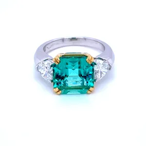 Certified 5.55 Carat Colombian Natural Emerald Heart Diamond Ring