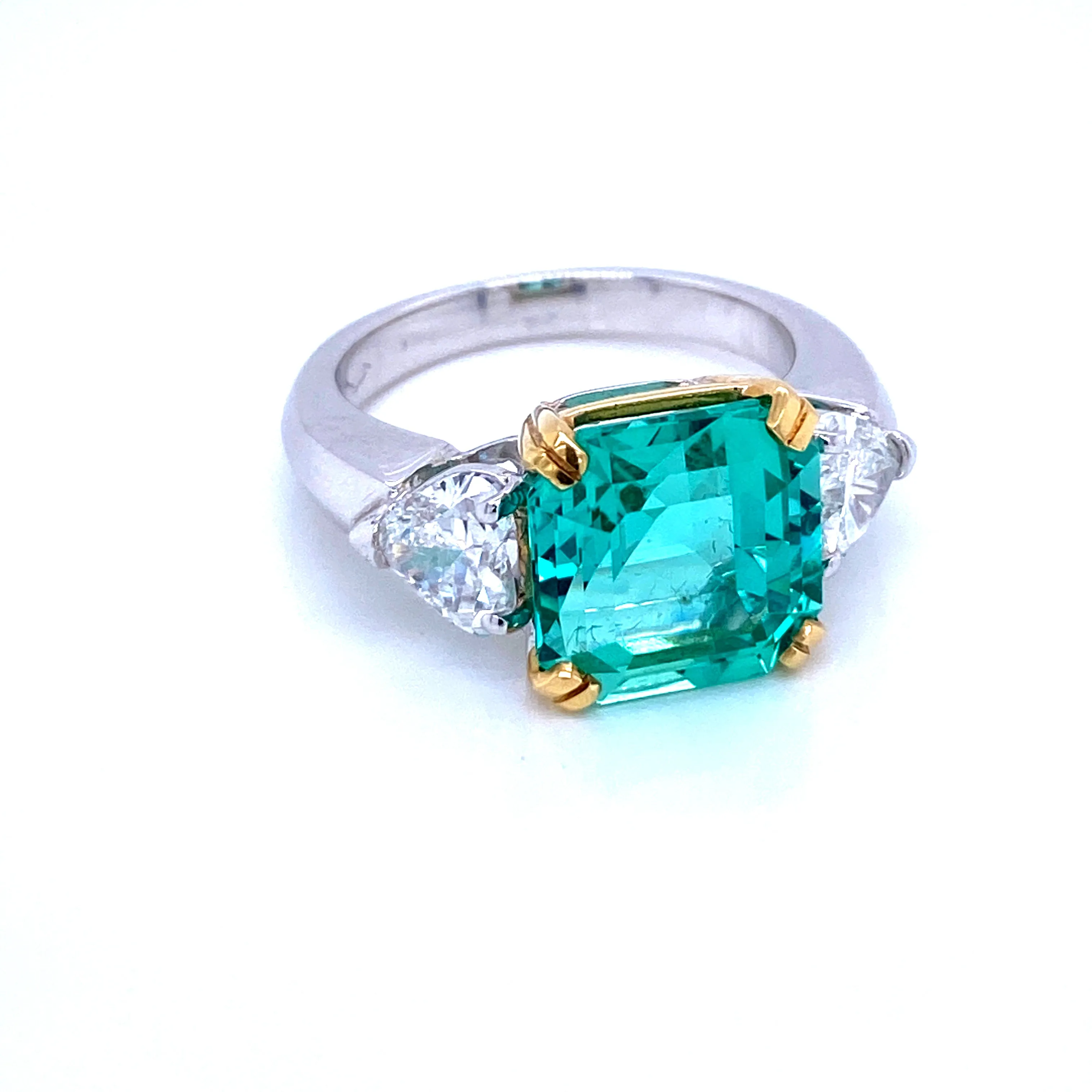 Certified 5.55 Carat Colombian Natural Emerald Heart Diamond Ring