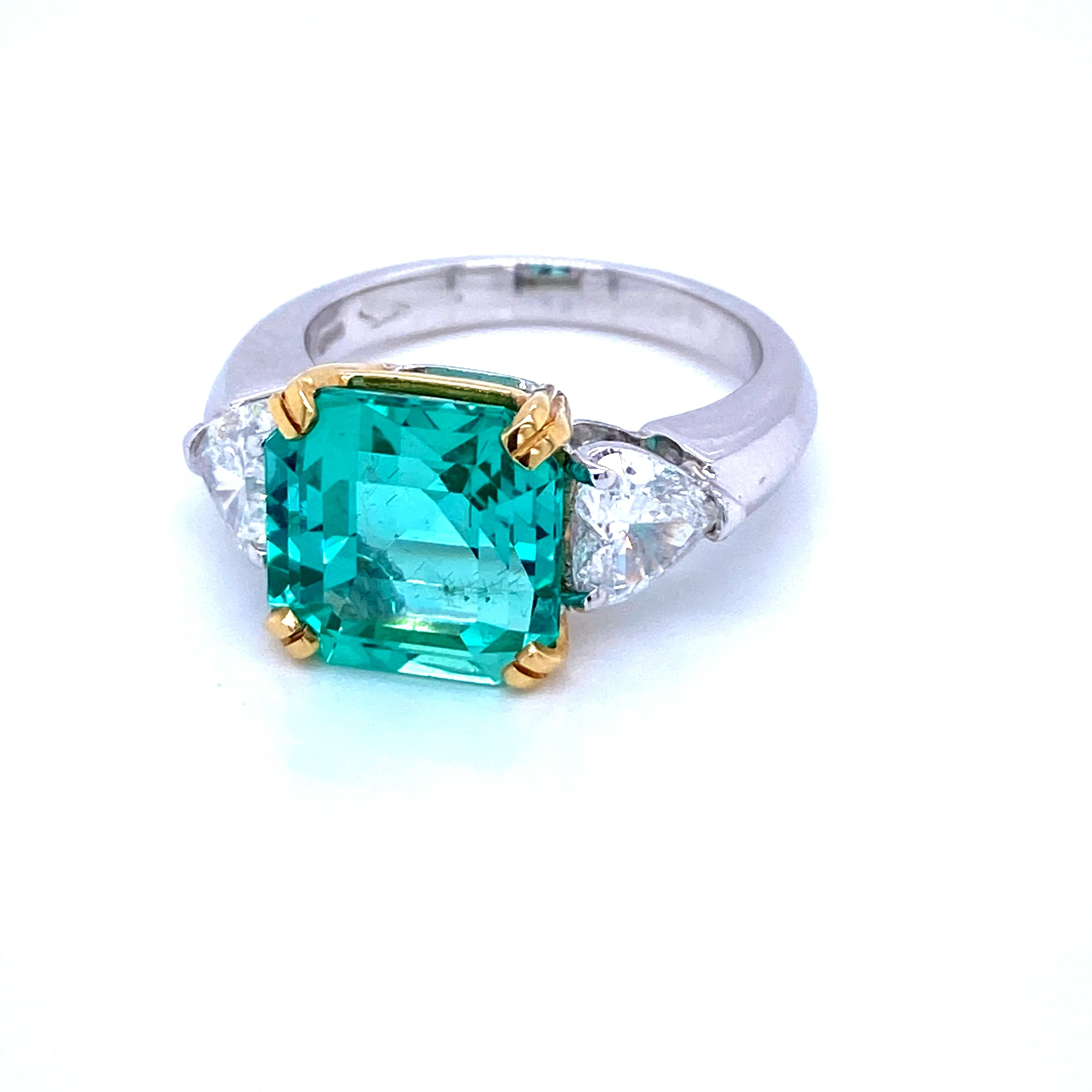 Certified 5.55 Carat Colombian Natural Emerald Heart Diamond Ring