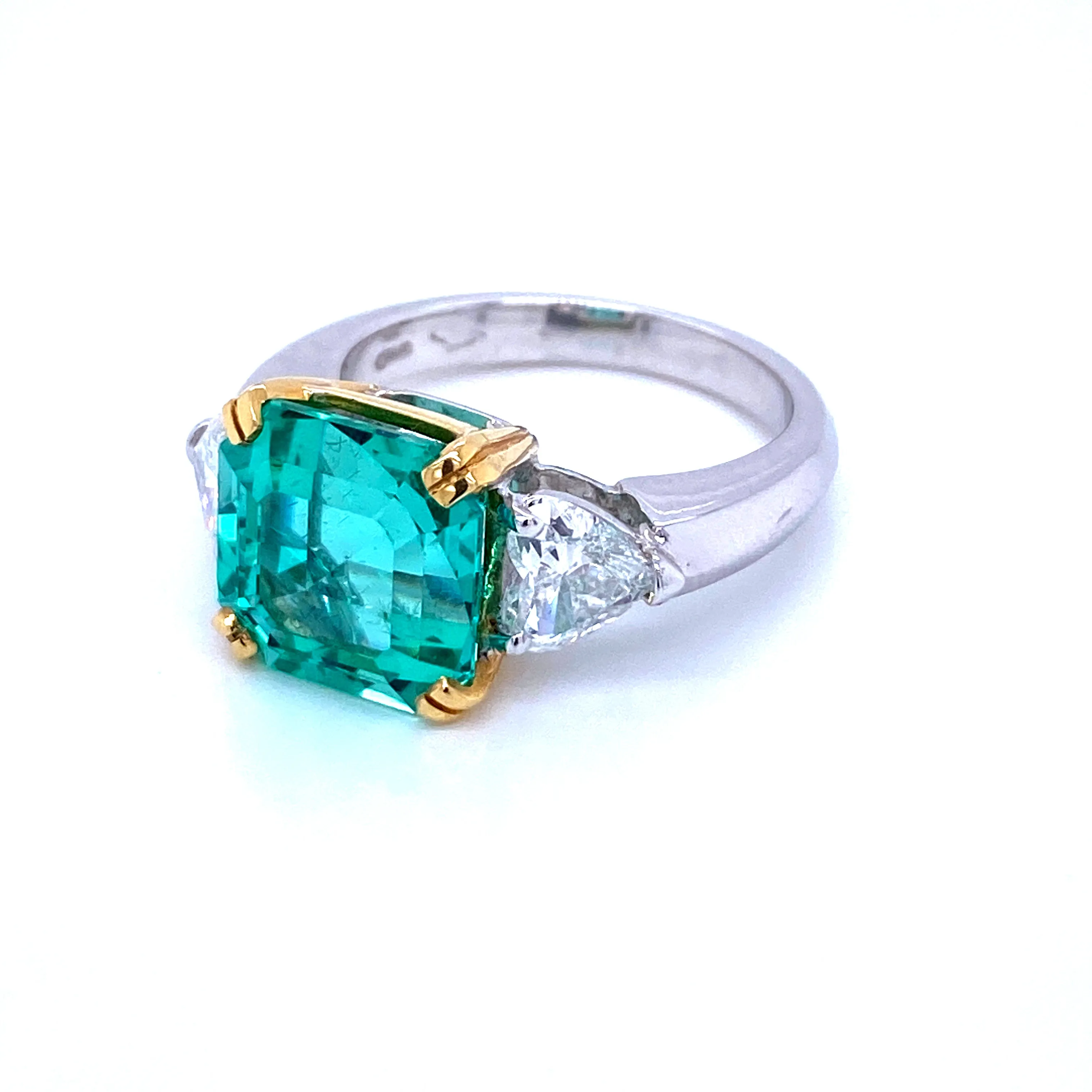 Certified 5.55 Carat Colombian Natural Emerald Heart Diamond Ring