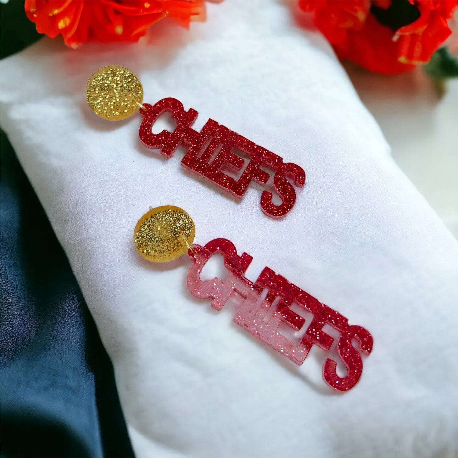 Chiefs Earrings - SuperBowl Earrings, Super Bowl Earrings, Dangle Earrings, Taylor’s Boyfriend, Football Earrings, Super Bowl LVIII, Chiefs