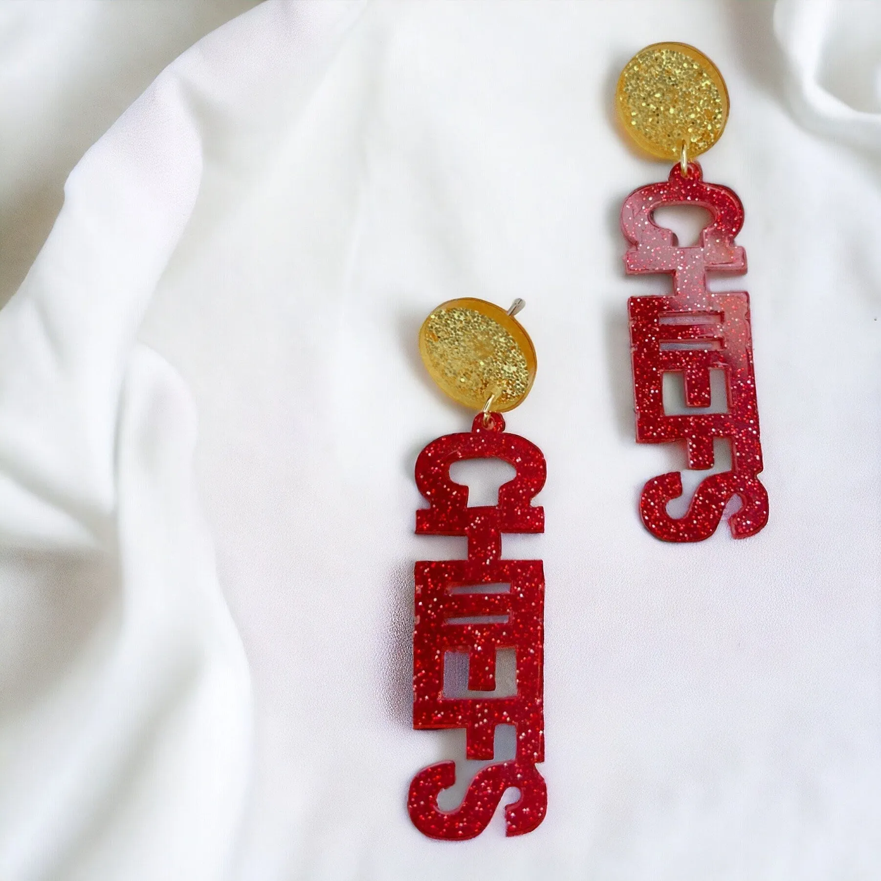 Chiefs Earrings - SuperBowl Earrings, Super Bowl Earrings, Dangle Earrings, Taylor’s Boyfriend, Football Earrings, Super Bowl LVIII, Chiefs