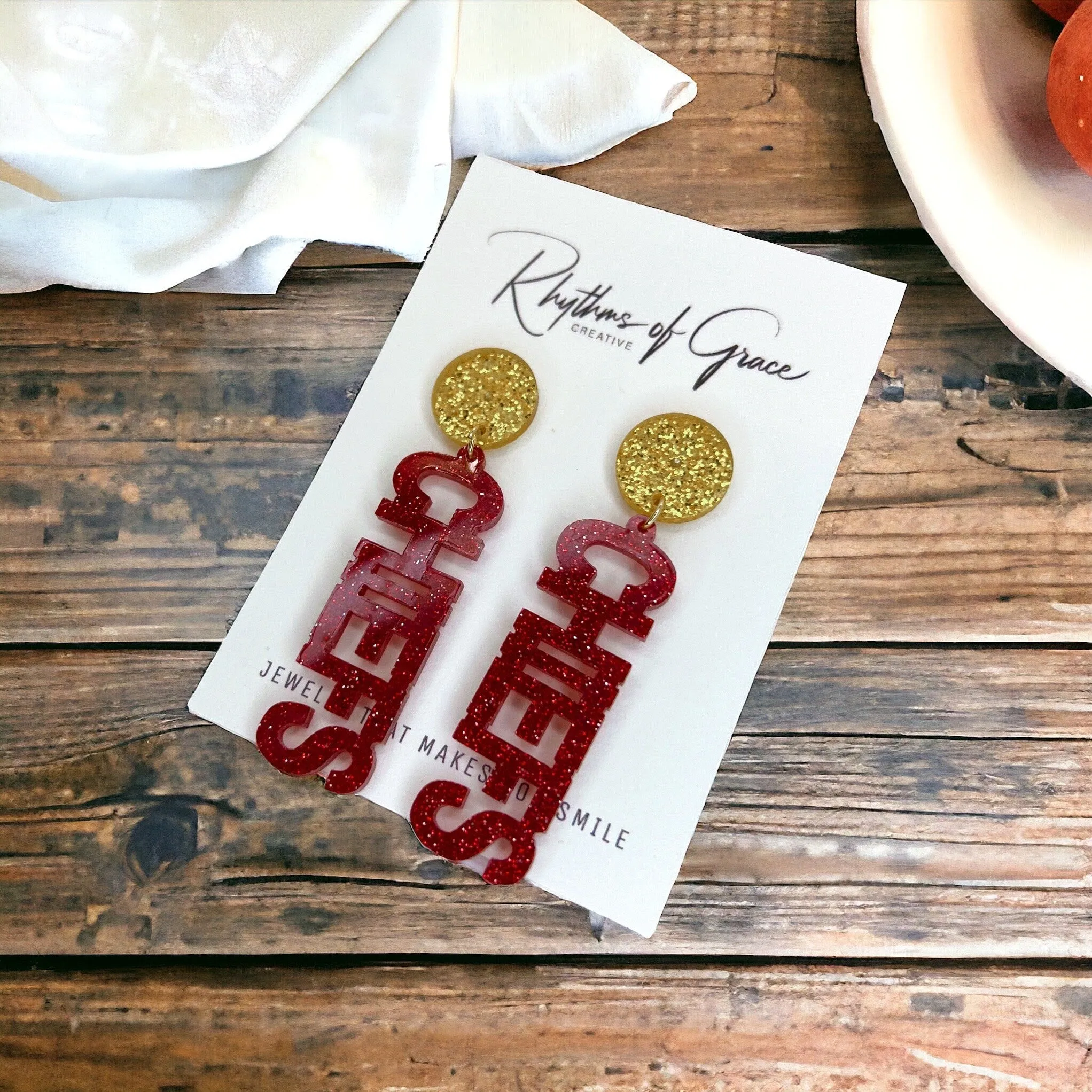 Chiefs Earrings - SuperBowl Earrings, Super Bowl Earrings, Dangle Earrings, Taylor’s Boyfriend, Football Earrings, Super Bowl LVIII, Chiefs