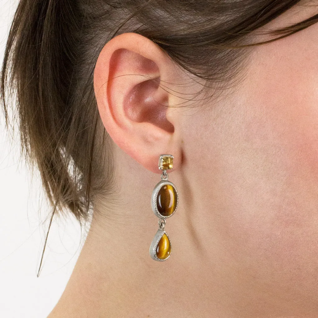 Citrine and Tiger Eye Earrings