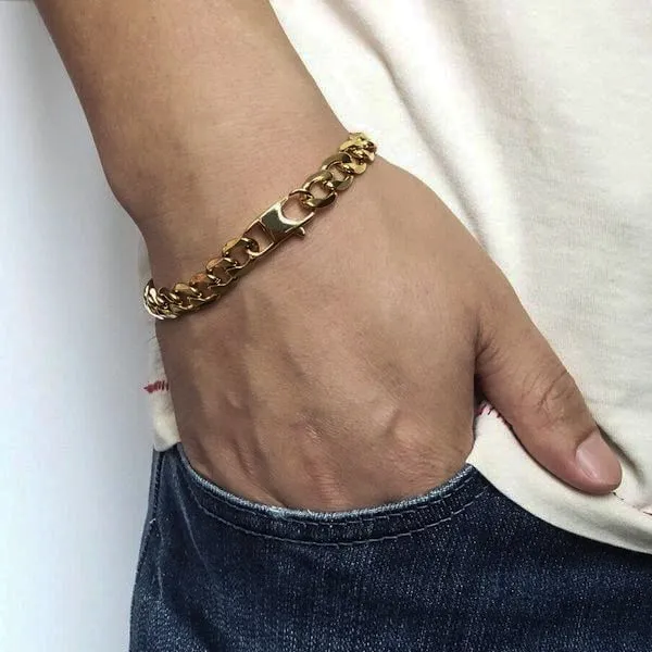 Classy Men 8mm Gold-Toned Chain Bracelet