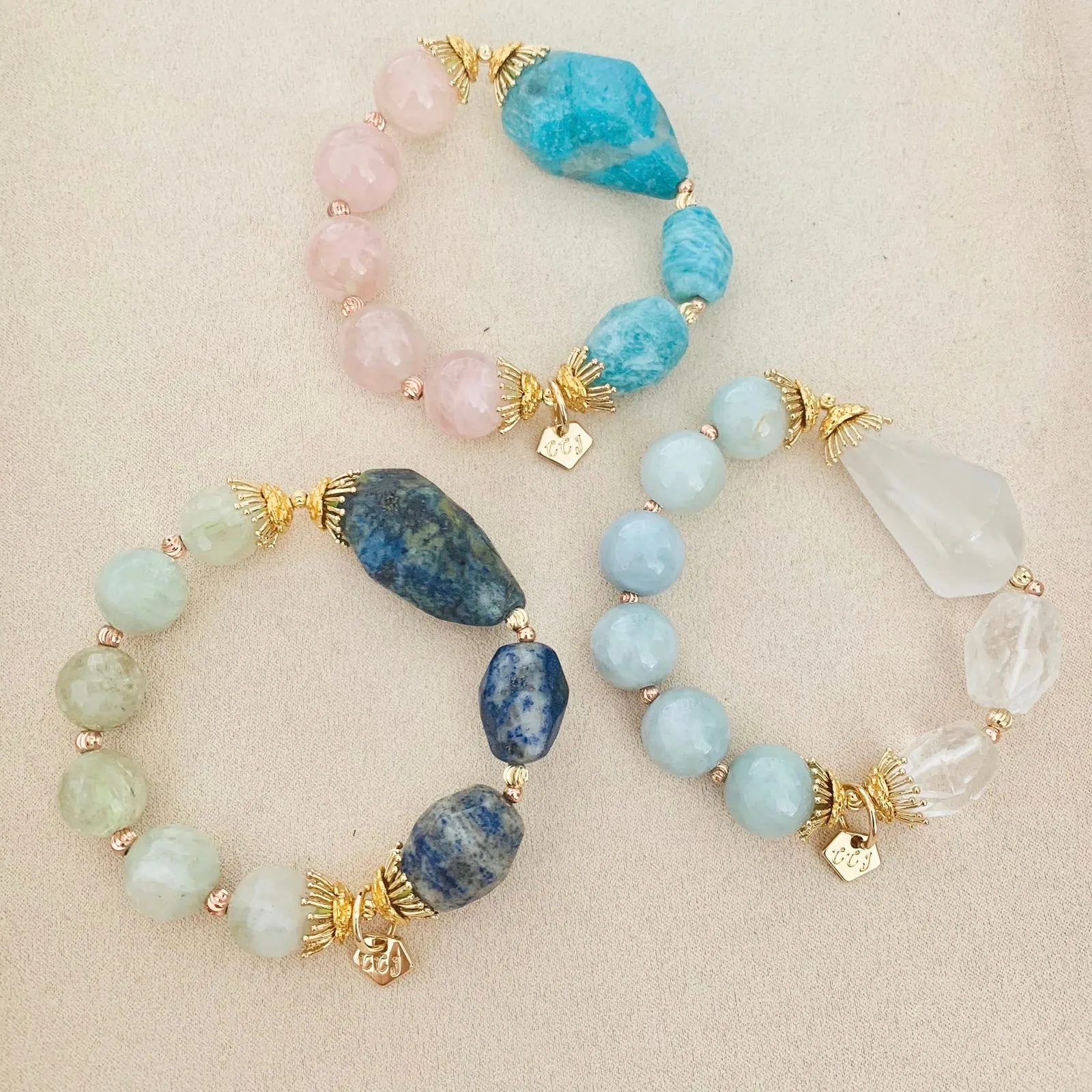 Clear Quartz & Jade Bracelet (Without Lockets)