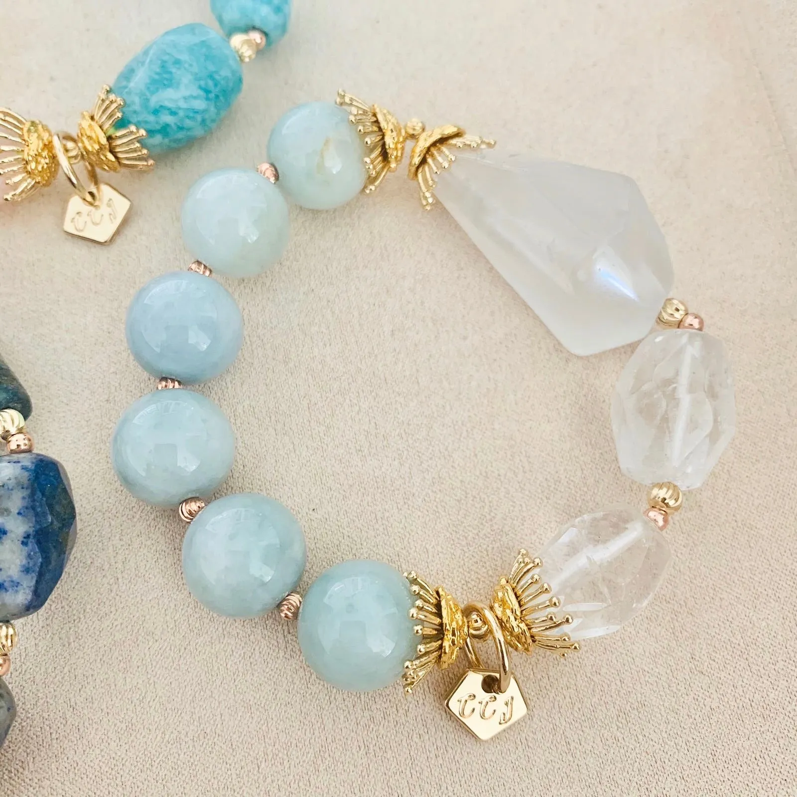 Clear Quartz & Jade Bracelet (Without Lockets)