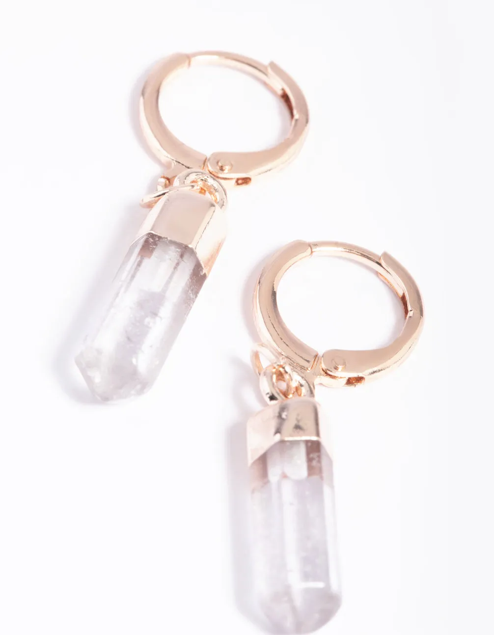 Clear Quartz Huggie Hoop Earrings