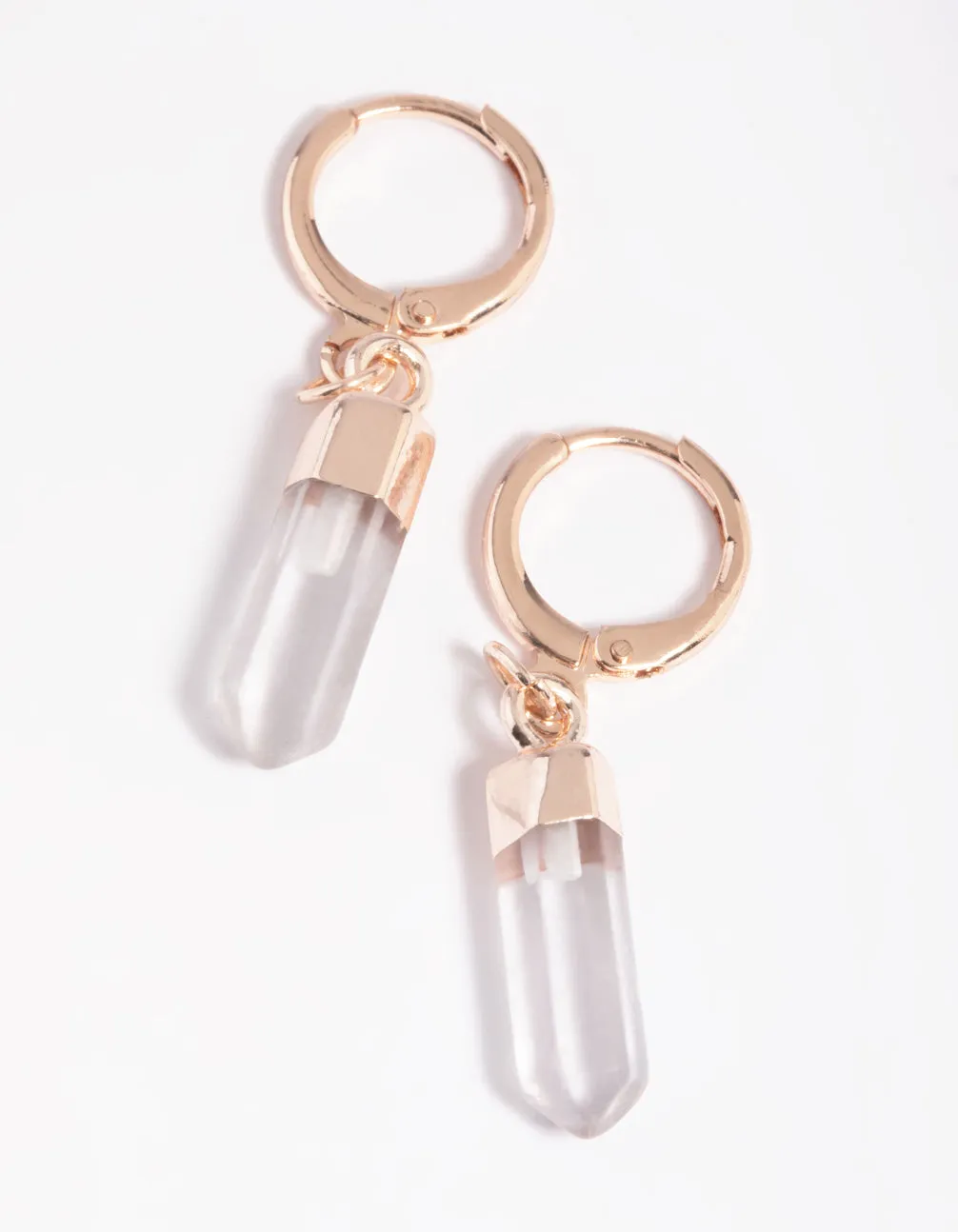 Clear Quartz Huggie Hoop Earrings