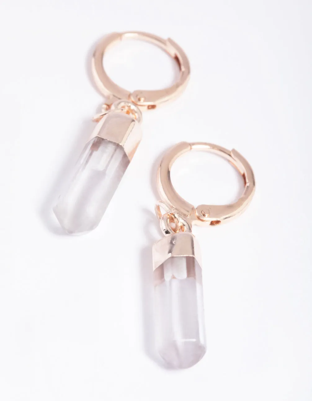 Clear Quartz Huggie Hoop Earrings