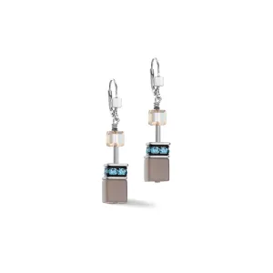 Coeur De Lion Aqua-Beige Iconic GeoCUBE® Earrings