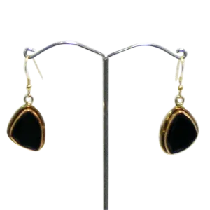 Copper Gold White Metal Black Onyx Earrings