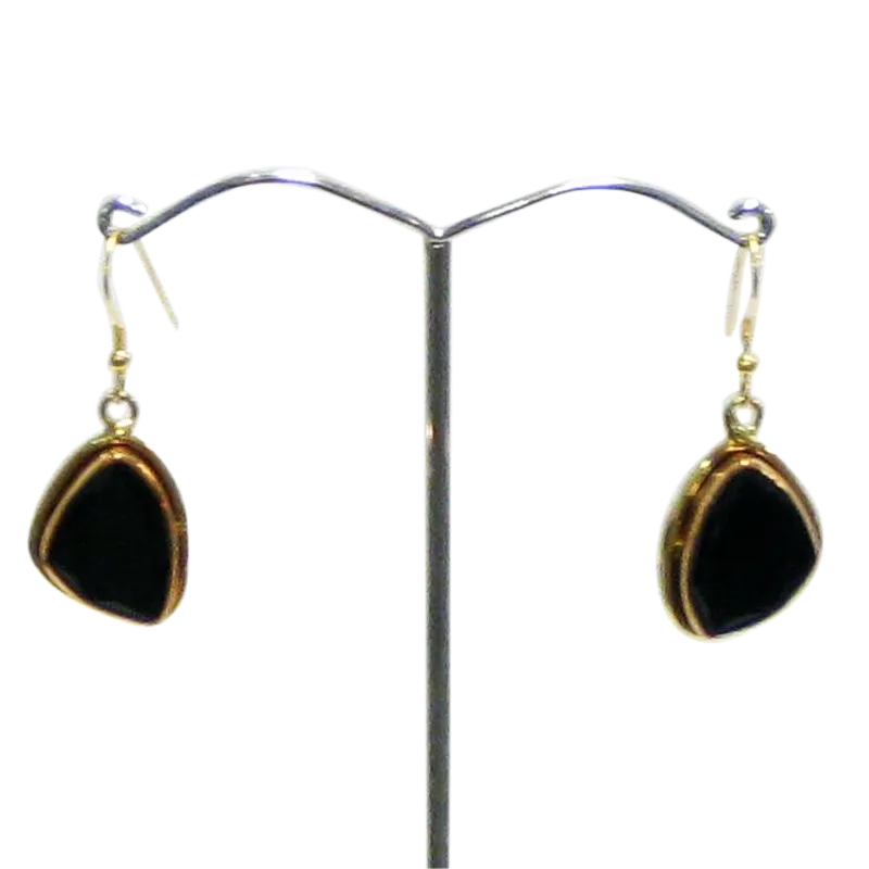 Copper Gold White Metal Black Onyx Earrings