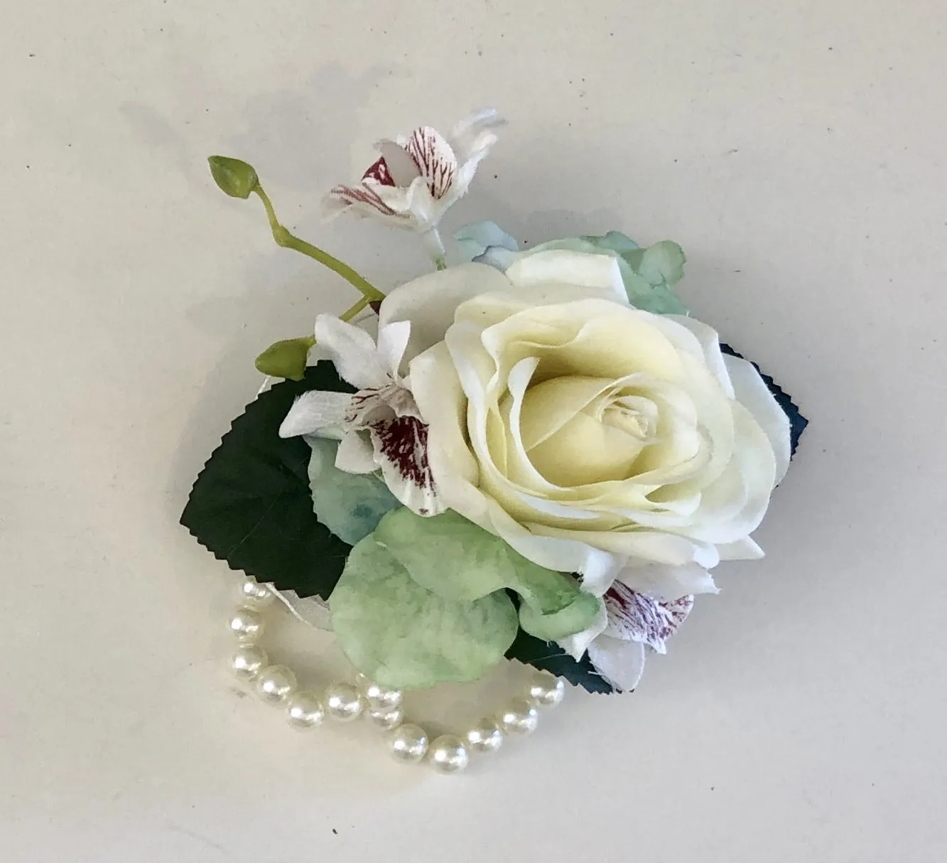 Corsage & Buttonhole - White & Jade Colour - CB0007 - $50/set