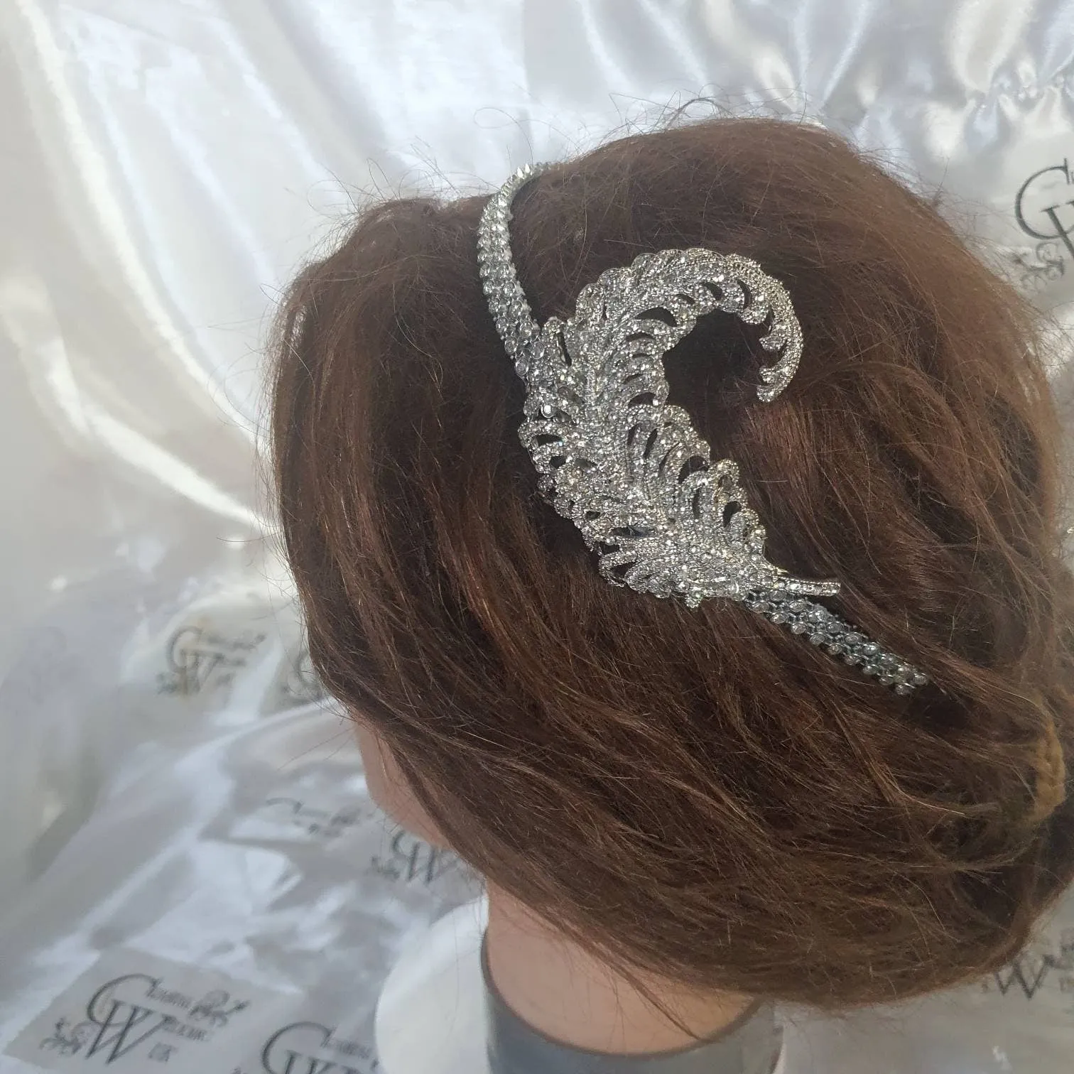 Crystal Vintage style 'Feather'  Wedding Hairband   Bridesmaid  hairpiece. Great Gatsby Vintage Glam Art Deco by Crystal wedding uk