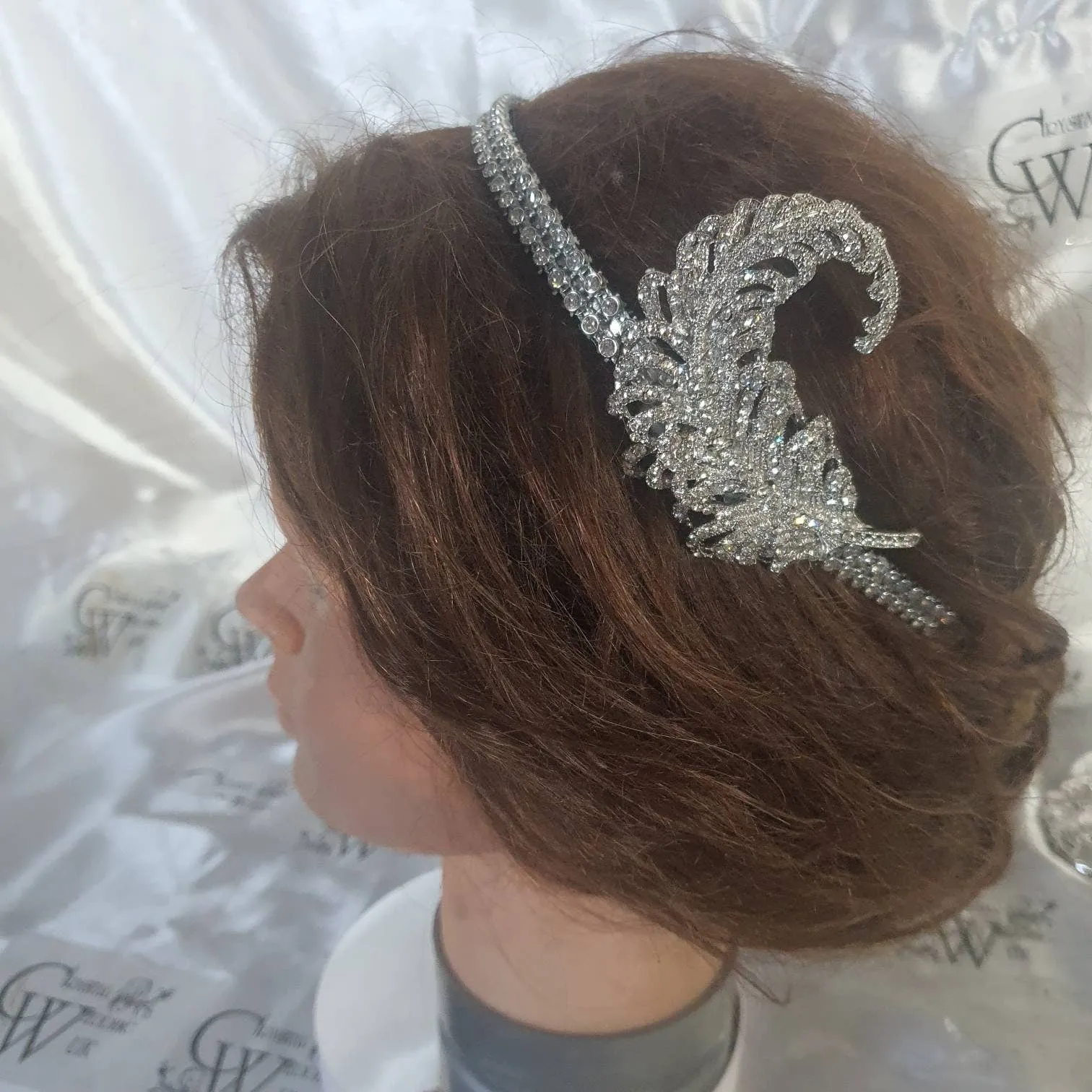 Crystal Vintage style 'Feather'  Wedding Hairband   Bridesmaid  hairpiece. Great Gatsby Vintage Glam Art Deco by Crystal wedding uk