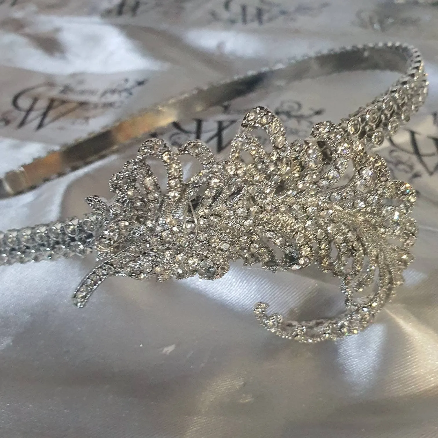 Crystal Vintage style 'Feather'  Wedding Hairband   Bridesmaid  hairpiece. Great Gatsby Vintage Glam Art Deco by Crystal wedding uk